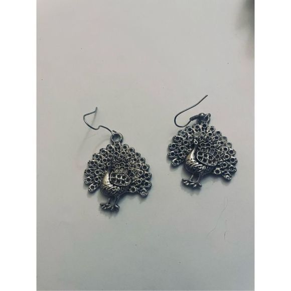 Unique silver boho TURKEY DANGLE EARRINGS - Picture 2 of 7